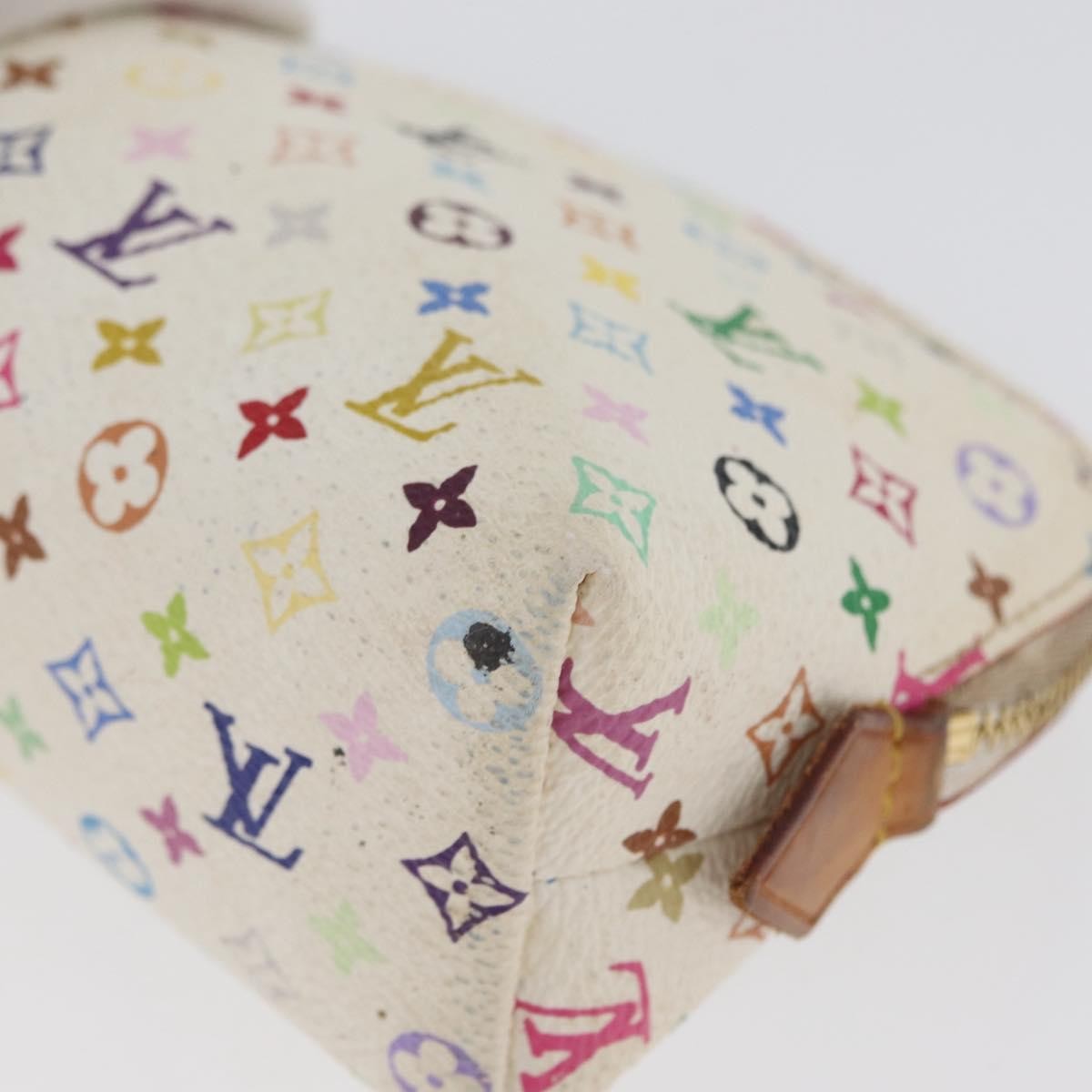 Louis Vuitton LOUIS VUITTON Multicolor Pochette Cosmetic PM Pouch White M47354 LV Authentic LNZ961 Bag