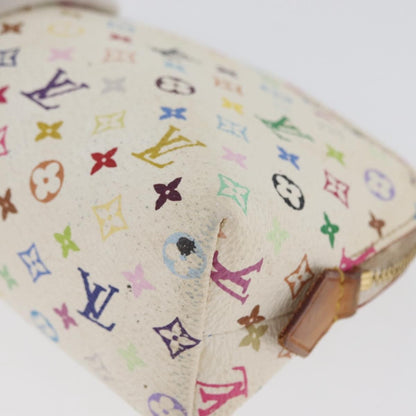 Louis Vuitton LOUIS VUITTON Multicolor Pochette Cosmetic PM Pouch White M47354 LV Authentic LNZ961 Bag