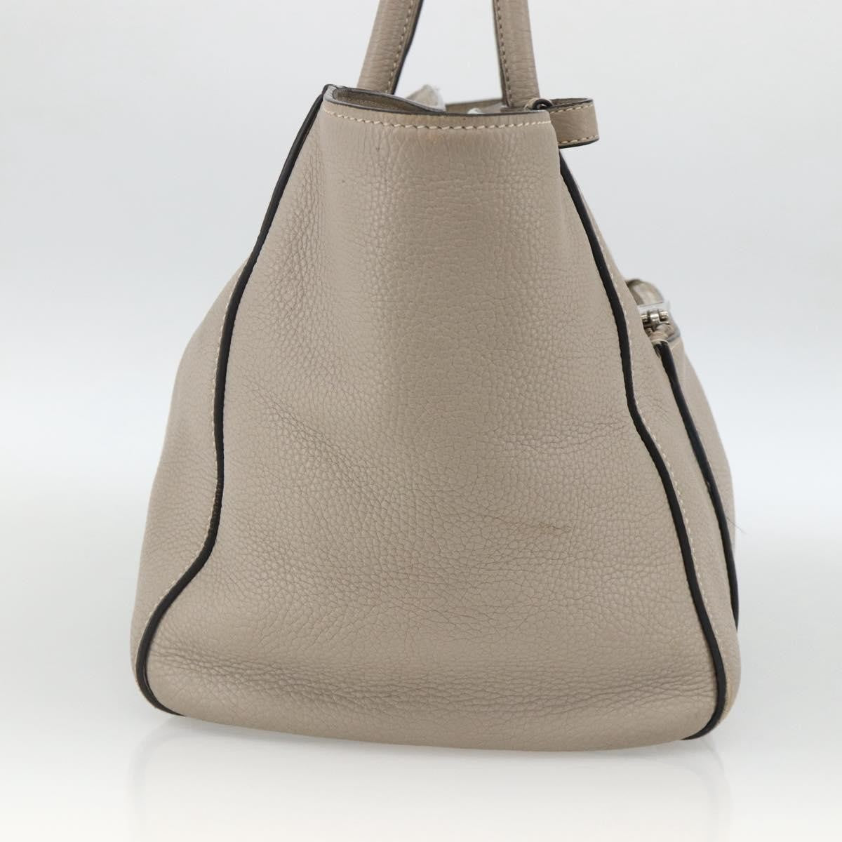 Prada PRADA Tote Bag Leather Gray Silver Authentic ka3597