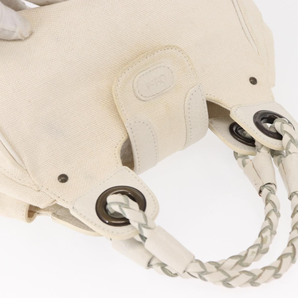 Chloé Chloé Chloe Hand Bag Canvas Leather White Authentic mr1648