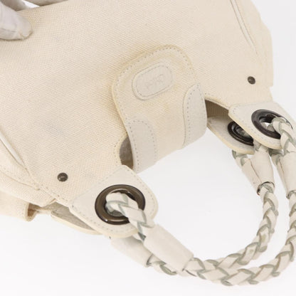 Chloé Chloé Chloe Hand Bag Canvas Leather White Authentic mr1648