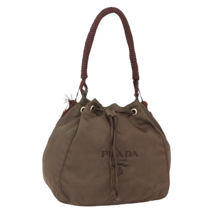 Prada PRADA Tassel Shoulder Bag Nylon Khaki Gold Authentic bs30567