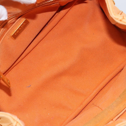 Prada PRADA Canapa PM Hand Bag Canvas Orange Gold Authentic 164219