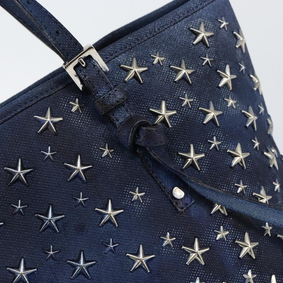 Jimmy Choo Jimmy Choo Studs Tote Bag Coated Canvas Blue Authentic sw1589