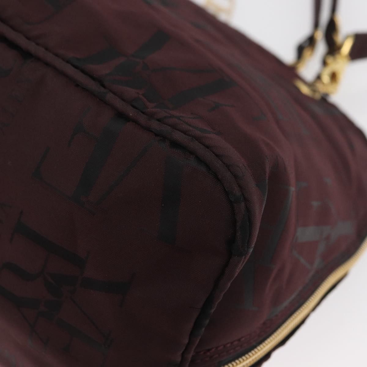 Valentino VALENTINO Chain Hand Bag Nylon 2way Bordeaux Gold Authentic bs34111
