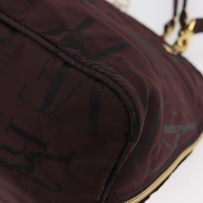Valentino VALENTINO Chain Hand Bag Nylon 2way Bordeaux Gold Authentic bs34111