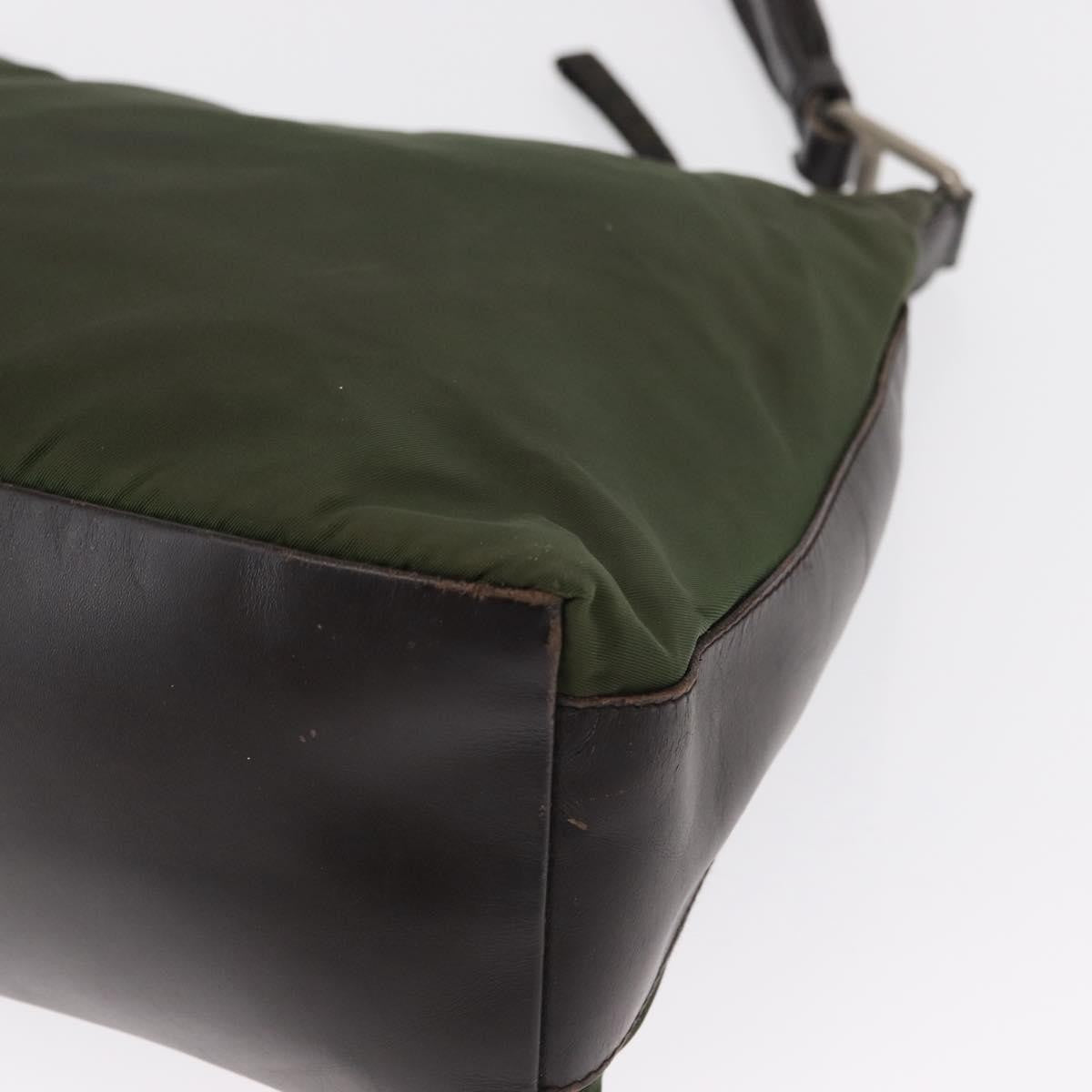 Prada PRADA Shoulder Bag Nylon Khaki Silver Authentic 165486