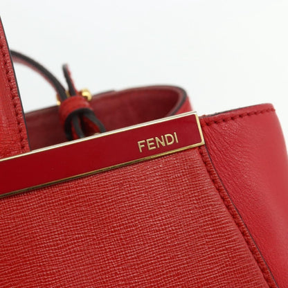 Fendi FENDI 2 JOURS Medium Hand Bag Leather 2way Red Gold Authentic 176097A