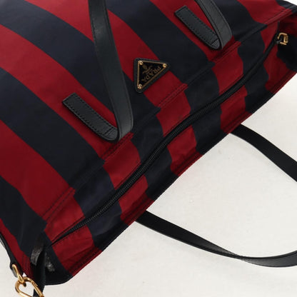 Prada PRADA Tote Bag Nylon 2way Red Navy gold Authentic 158700