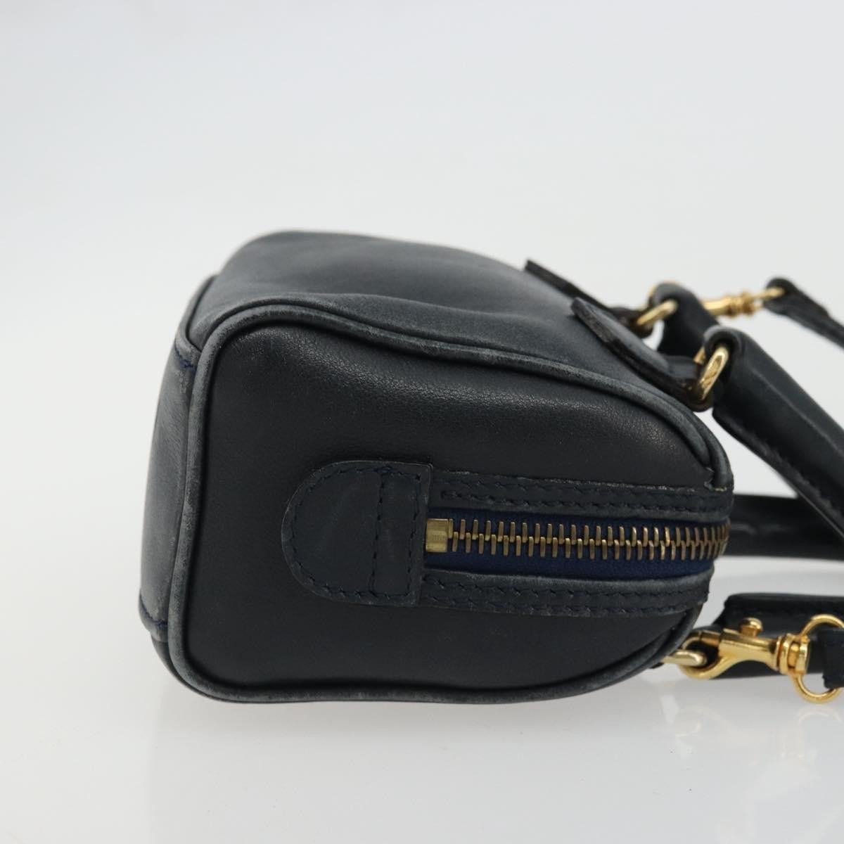Celine CELINE Hand Bag Leather 2way Gold Navy Authentic am11231A