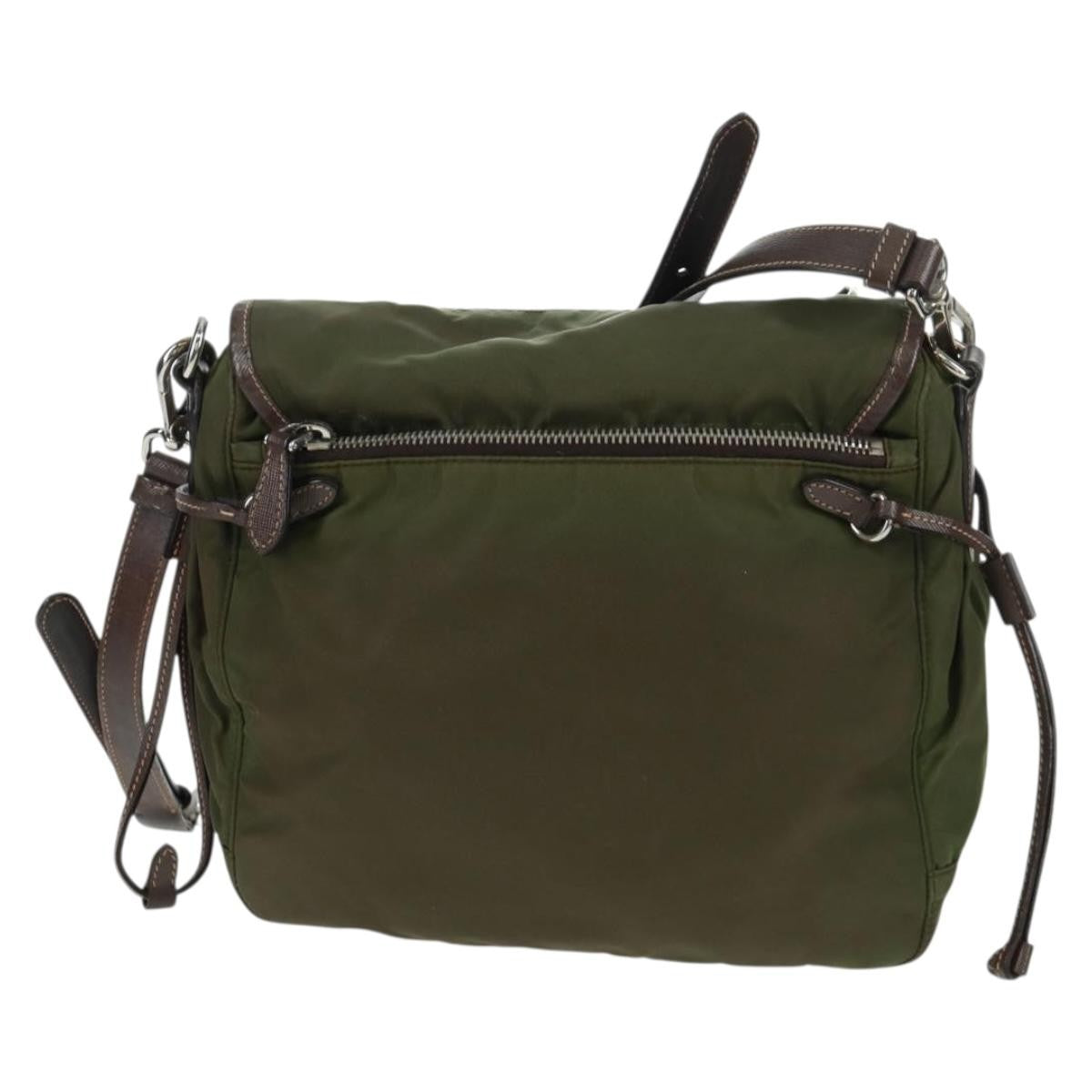 Prada PRADA Shoulder Bag Nylon Green Silver Authentic 161408