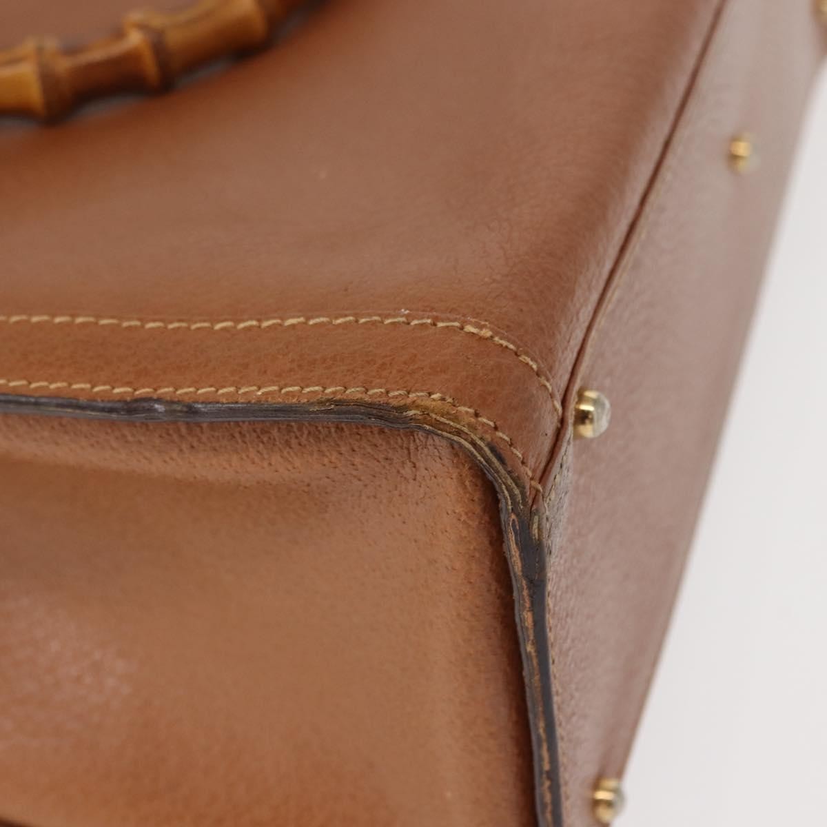 Gucci GUCCI Bamboo Hand Bag Leather Brown Gold 002 2853 0260 0 Authentic ep11300