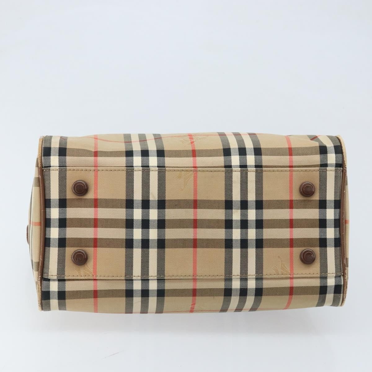 Burberry BURBERRY Nova Check Hand Bag Canvas Gold Beige Authentic bs33928
