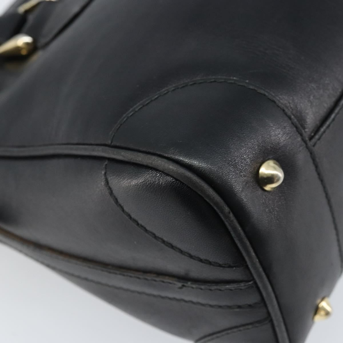 Gucci GUCCI Hand Bag Leather Black Gold Authentic BSZ350