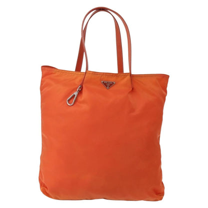 Prada PRADA Tote Bag Nylon Orange Silver Authentic 142868