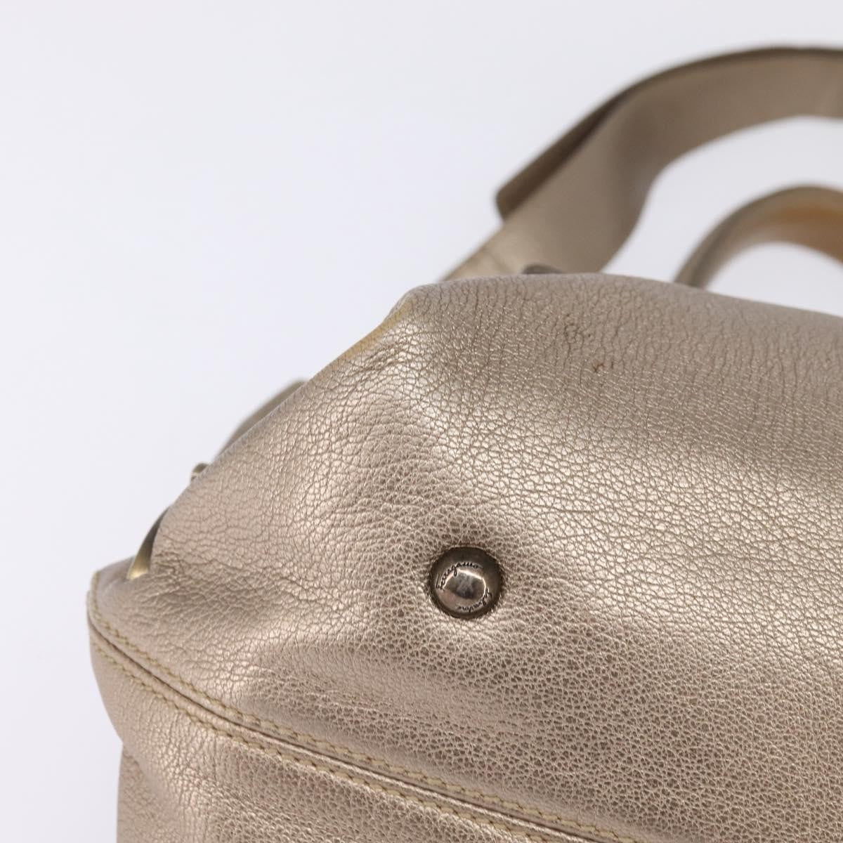 Salvatore Ferragamo Salvatore Ferragamo Gancini Hand Bag Leather 2way Beige Gold Authentic BA5964