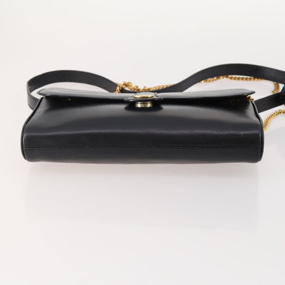 Celine CELINE Chain Shoulder Bag Leather Black Gold Authentic BAZ281