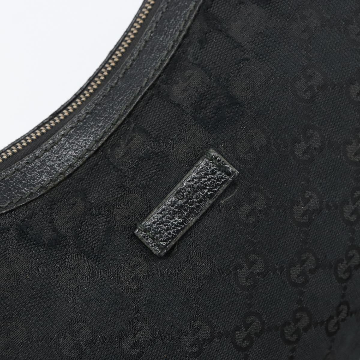 Gucci GUCCI GG Canvas Shoulder Bag Black Silver 181092 Authentic bs31680