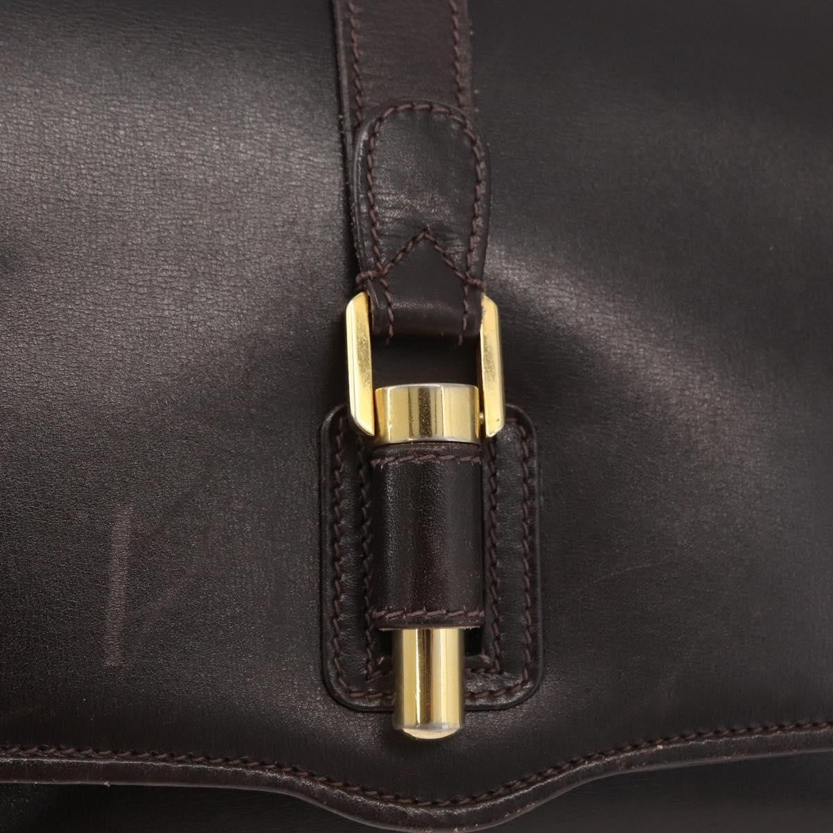 Gucci GUCCI Shoulder Bag Leather Brown Gold Authentic ep14284