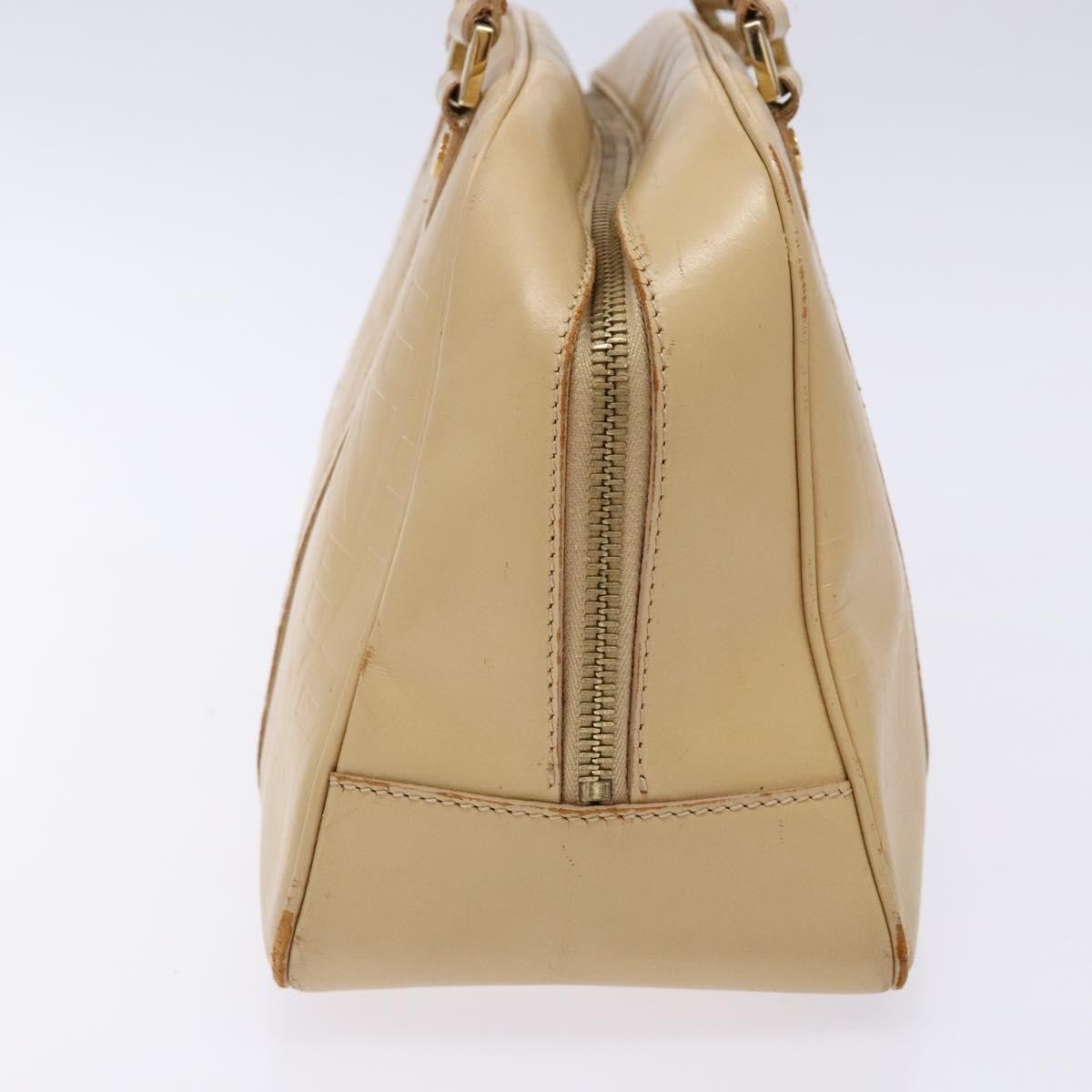 Celine CELINE Hand Bag Leather Beige Gold Authentic bs28305