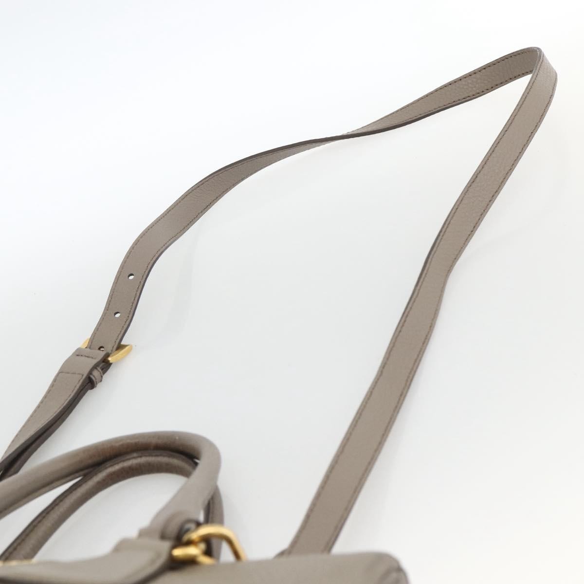 Prada PRADA Hand Bag Leather 2way Gray Gold Authentic bs33651