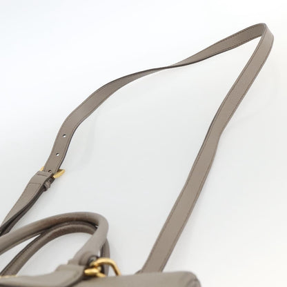 Prada PRADA Hand Bag Leather 2way Gray Gold Authentic bs33651