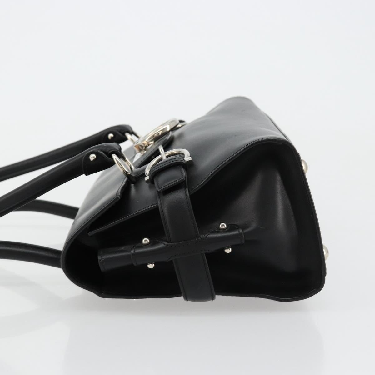 Salvatore Ferragamo Salvatore Ferragamo Gancini Hand Bag Leather Black Silver Authentic 180592