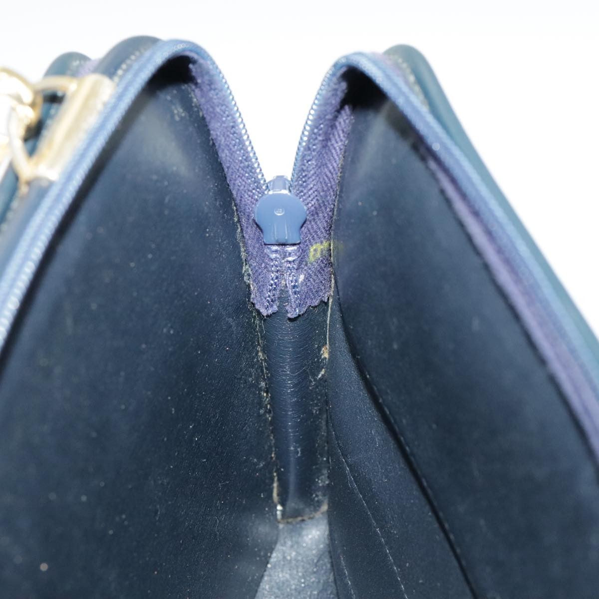Dior Christian Dior Trotter Canvas Shoulder Bag Navy Gold Authentic 98475