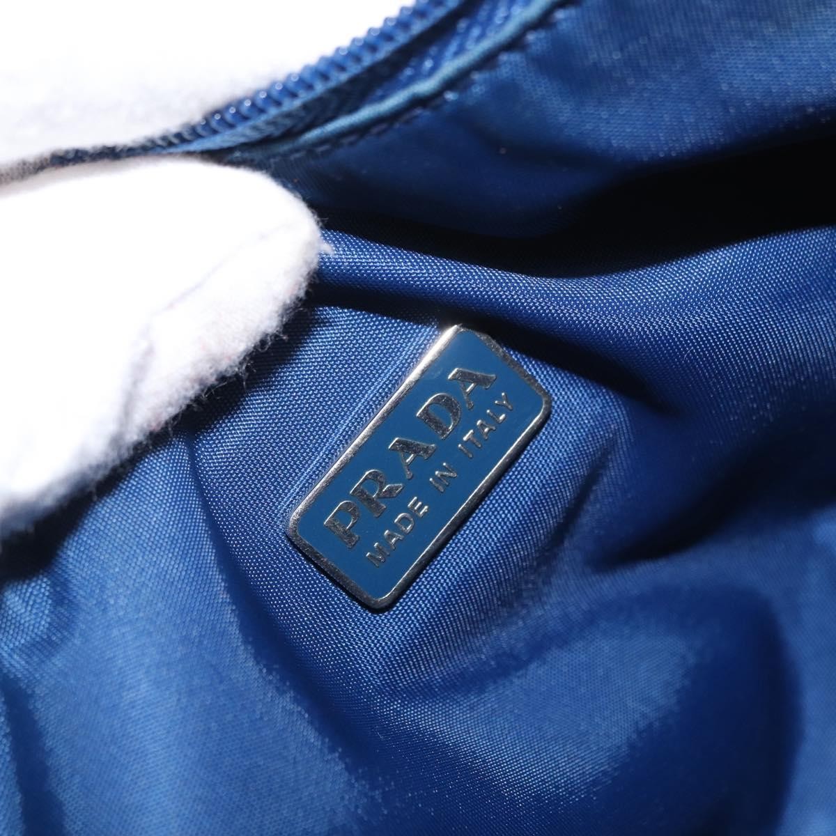 Prada PRADA Hand Bag Nylon Blue Silver Authentic 161409