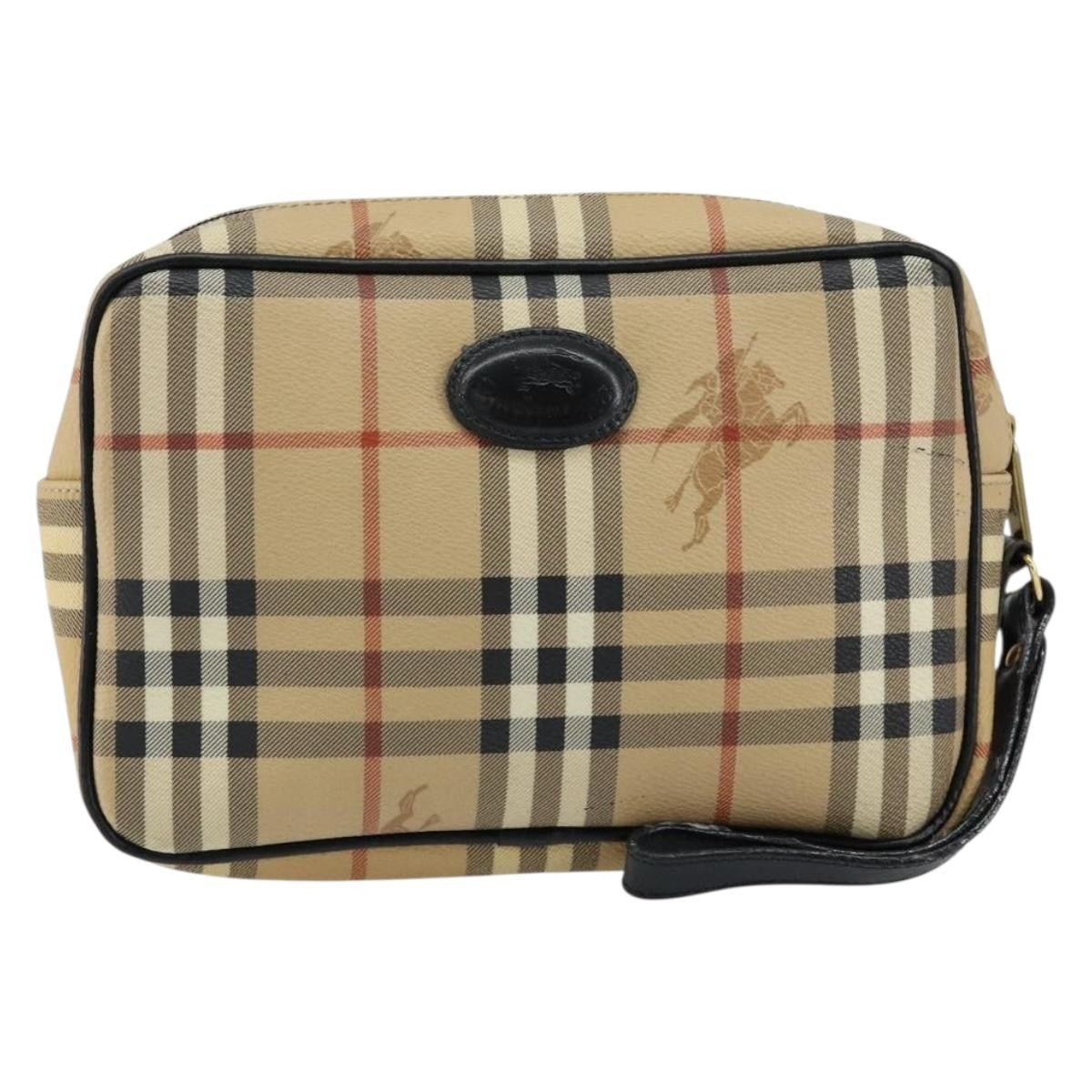 Burberrys Burberrys Nova Check Clutch Bag PVC Beige Gold Authentic ep11601