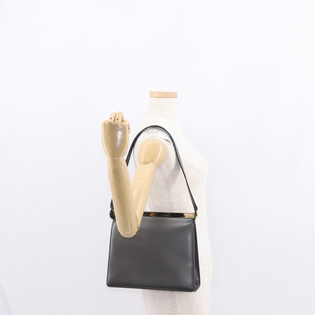 Gucci GUCCI Shoulder Bag Leather Black Gold Authentic BA8638