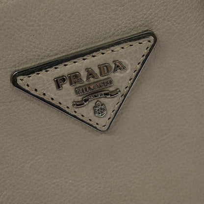 Prada PRADA Hand Bag Leather 2way Beige Silver Authentic am7940