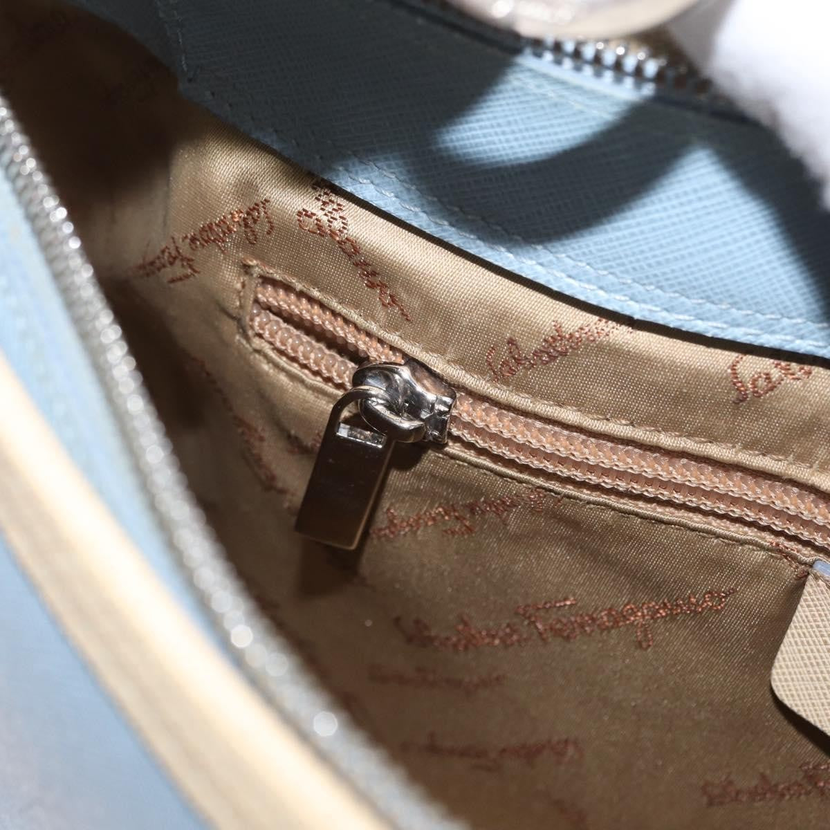 Salvatore Ferragamo Salvatore Ferragamo Gancini Shoulder Bag Leather Light Blue Silver Authentic fm5224