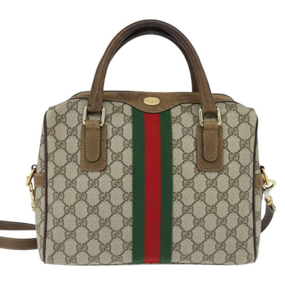 Gucci GUCCI GG Supreme Web Sherry Line Hand Bag PVC 2way Beige 67 02 3839 Authentic 148415