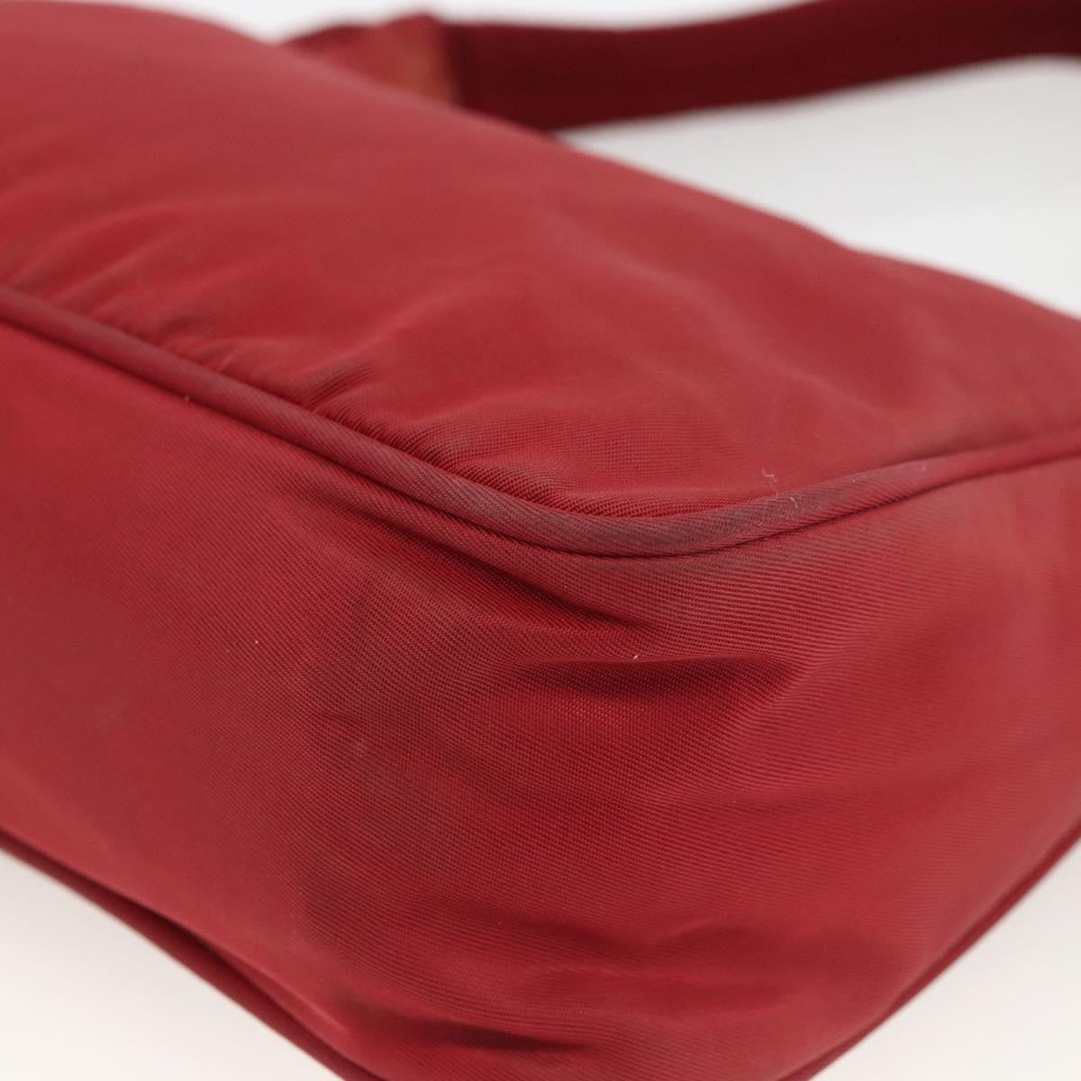 Prada PRADA Hand Bag Nylon Red Silver Authentic LNZ991
