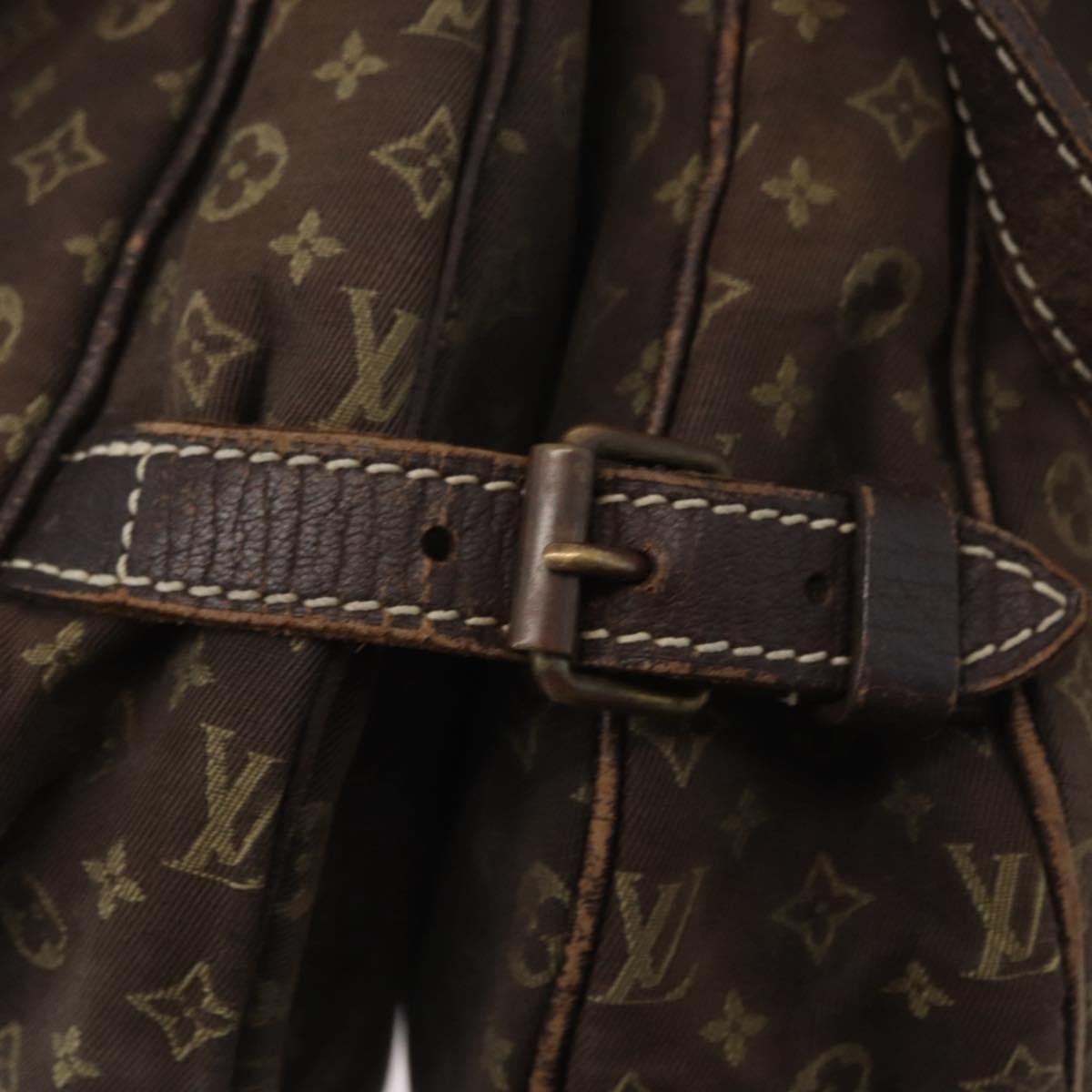 Louis Vuitton LOUIS VUITTON Monogram Mini Lin SaumurPM Shoulder Bag Brown M95227 Authentic BSZ306