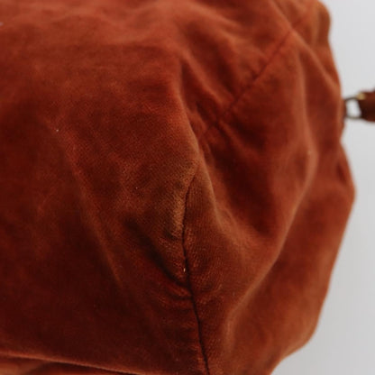 Prada PRADA Hand Bag Velor Brown Gold Authentic bs35158