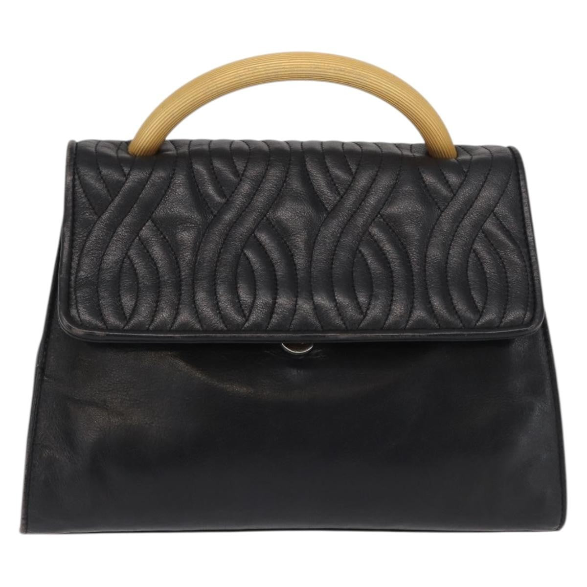 Fendi FENDI Hand Bag Leather Black Gold Authentic 169891