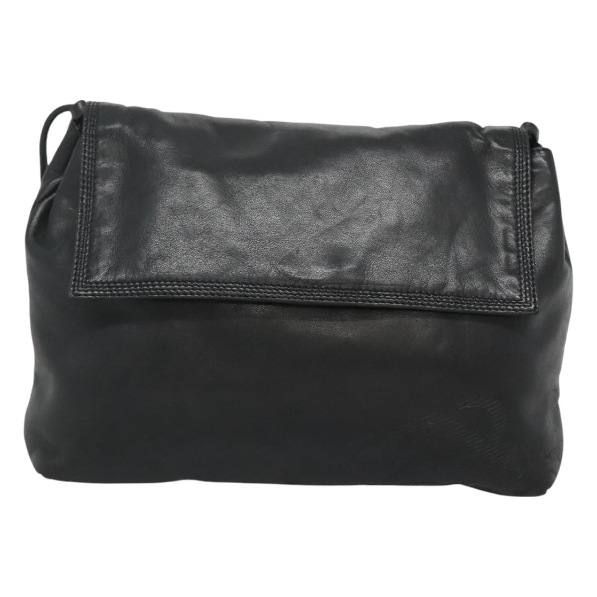Loewe LOEWE Shoulder Bag Leather Black Gold Authentic 127349