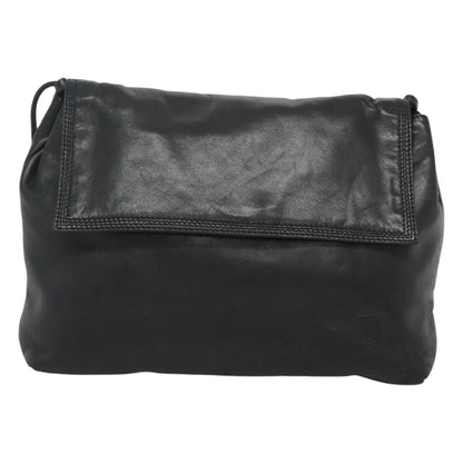 Loewe LOEWE Shoulder Bag Leather Black Gold Authentic 127349