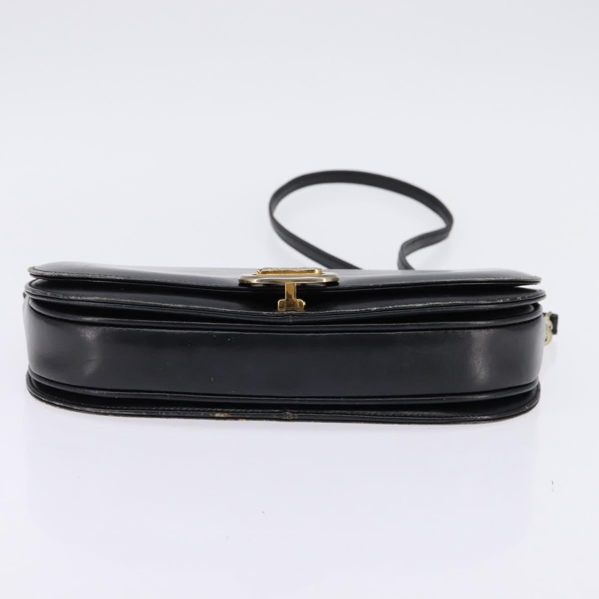 Celine CELINE Horse Carriage Shoulder Bag Leather Navy Gold Authentic BA6372