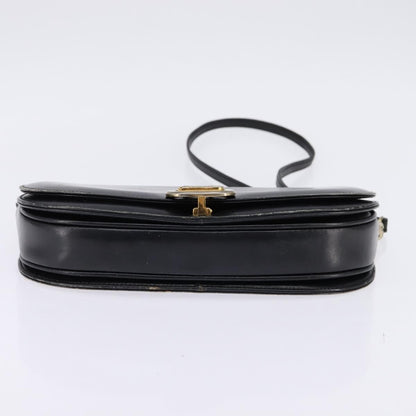 Celine CELINE Horse Carriage Shoulder Bag Leather Navy Gold Authentic BA6372