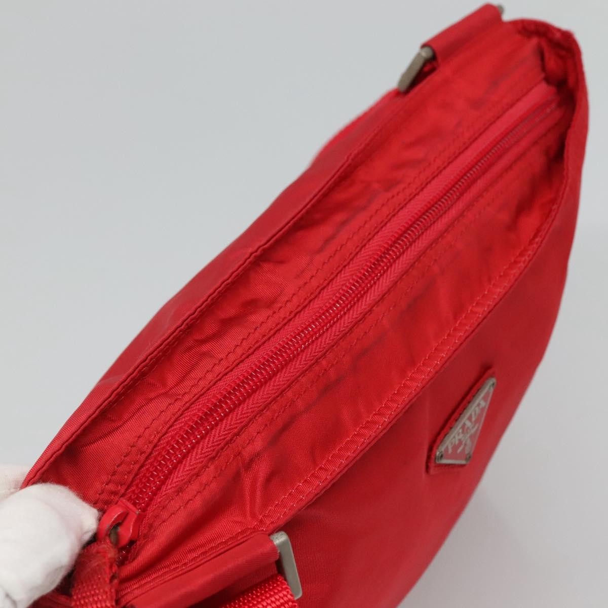 Prada PRADA Shoulder Bag Nylon Red Silver Authentic 101081