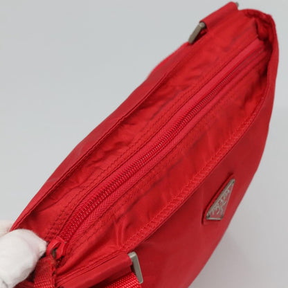 Prada PRADA Shoulder Bag Nylon Red Silver Authentic 101081