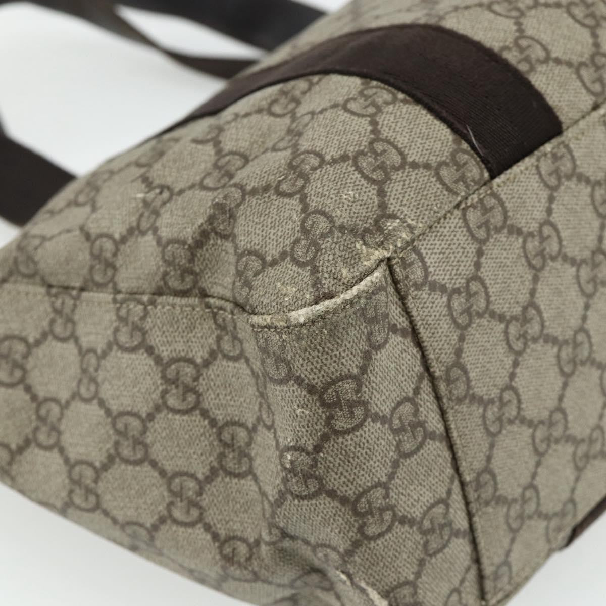 Gucci GUCCI GG Supreme Tote Bag PVC Beige Silver 141624 Authentic 178059