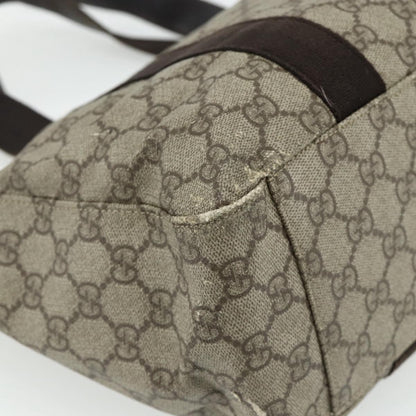Gucci GUCCI GG Supreme Tote Bag PVC Beige Silver 141624 Authentic 178059