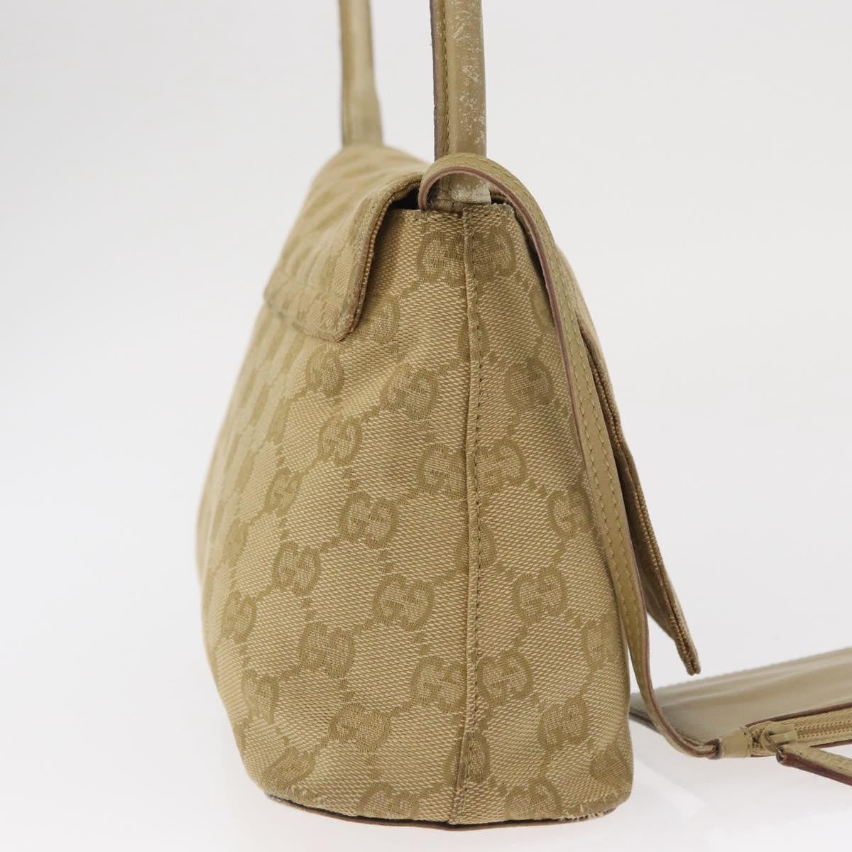 Gucci GUCCI GG Canvas Shoulder Bag Beige Gold 90646 Authentic mr1955