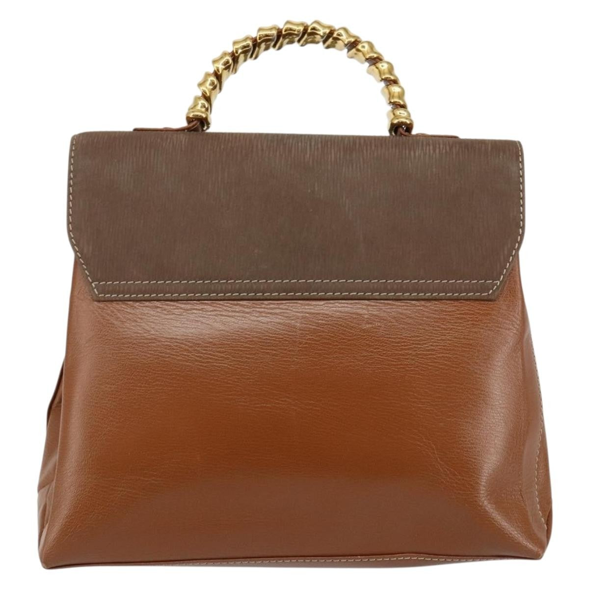 Loewe LOEWE Velazquez Hand Bag Suede Leather Brown Gold Authentic ep11077