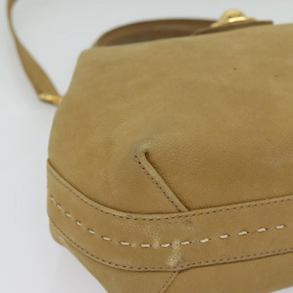 Celine CELINE Hand Bag Leather 2way Beige Gold Authentic sw1099