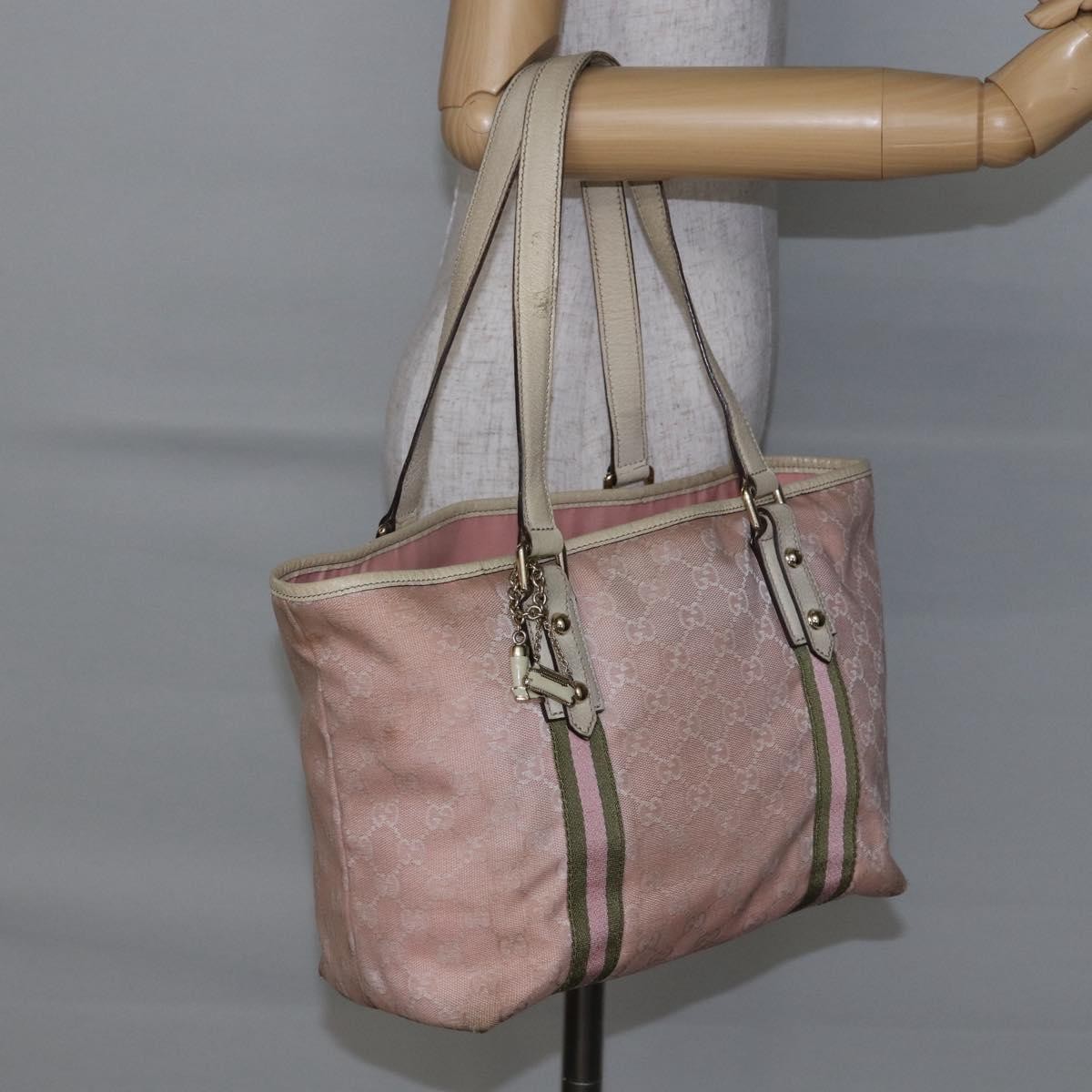 Gucci GUCCI GG Canvas Sherry Line Tote Bag Pink Gold 137396 Authentic 144533